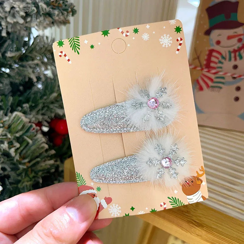 Sweet Cute Christmas Butterfly Knot Hair Clip For Girls Children's Holiday Snowman Tree Hair Accessories Festive Headwear