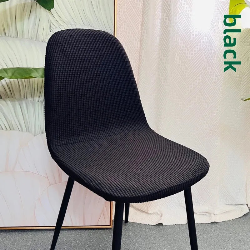 Simple solid color shell-shaped seat cover thickened polar fleece jacquard chair cover Universal Universal hotel dining chair cover