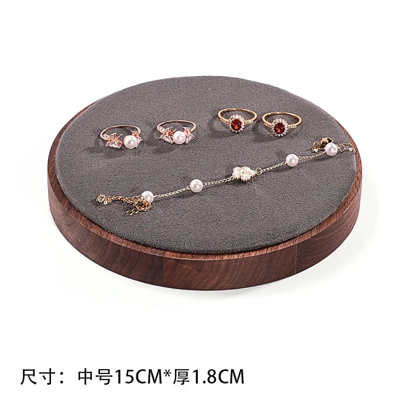 Walnut Round Bracelet Display Stand Chain Bracelet Tray Jewelry Accessory Show Props Solid Wood Hand Chain Display Plate