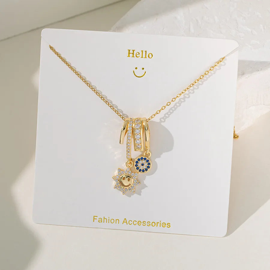 Wholesale Jewelry Elegant Glam Geometric Flower Butterfly 304 Stainless Steel Copper Plating cable chain Pendant Necklace