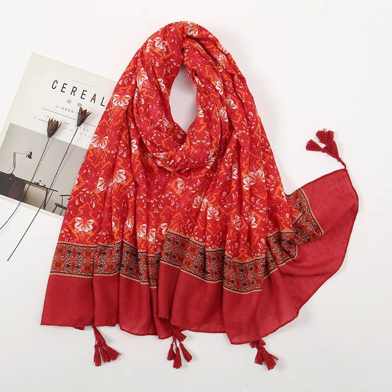 Women's Sweet Color Block Polyester Printing Scarf