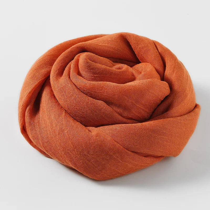 women's simple style solid color cotton and linen silk scarves