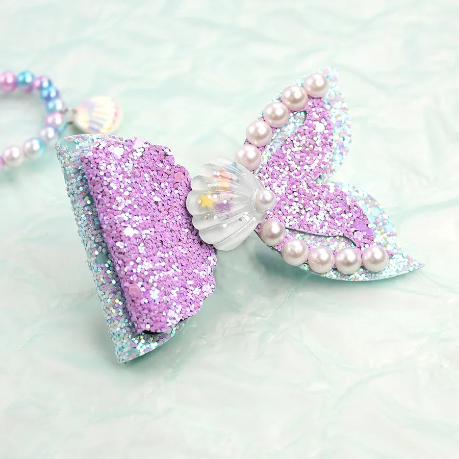Amazon's Hottest Mermaid Princess Glitter Bow Shell Pearl Children's Girl Cute Hairpin