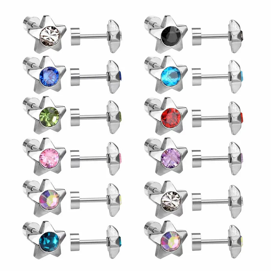12 pairs Elegant Simple Style Hexagon 304 Stainless Steel 18K Gold Plated Ear Studs