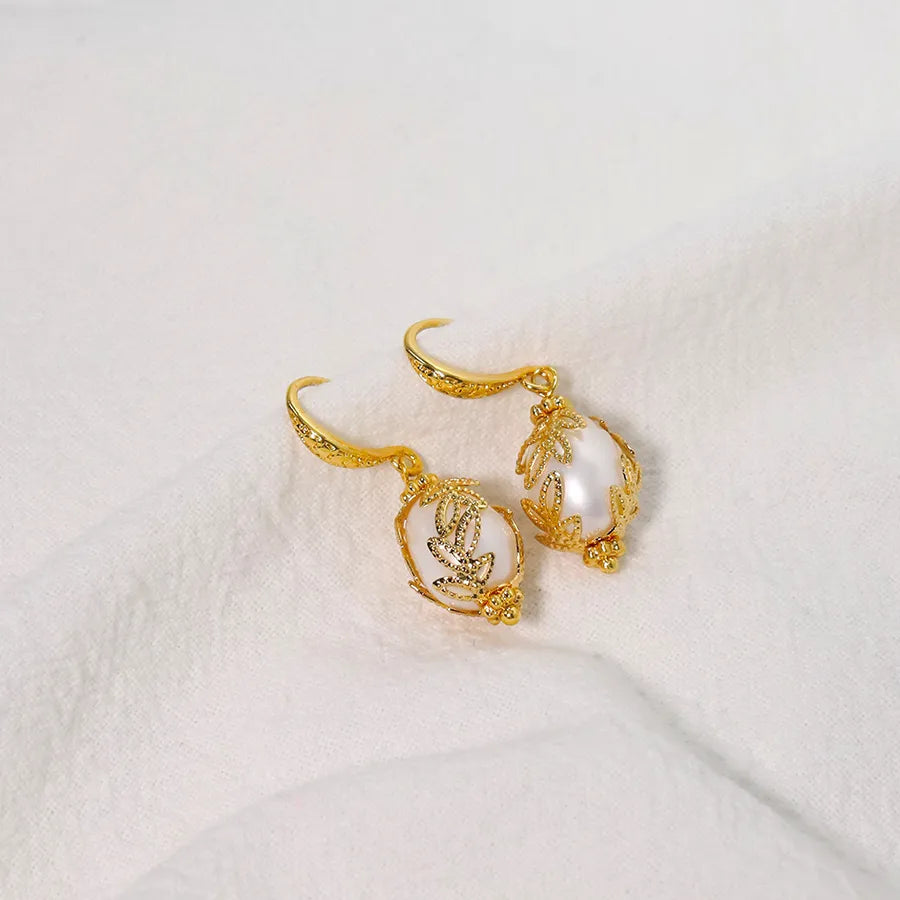 Live broadcast natural pearl earrings high-grade earrings s925 silver needle women's design natural freshwater real pearl