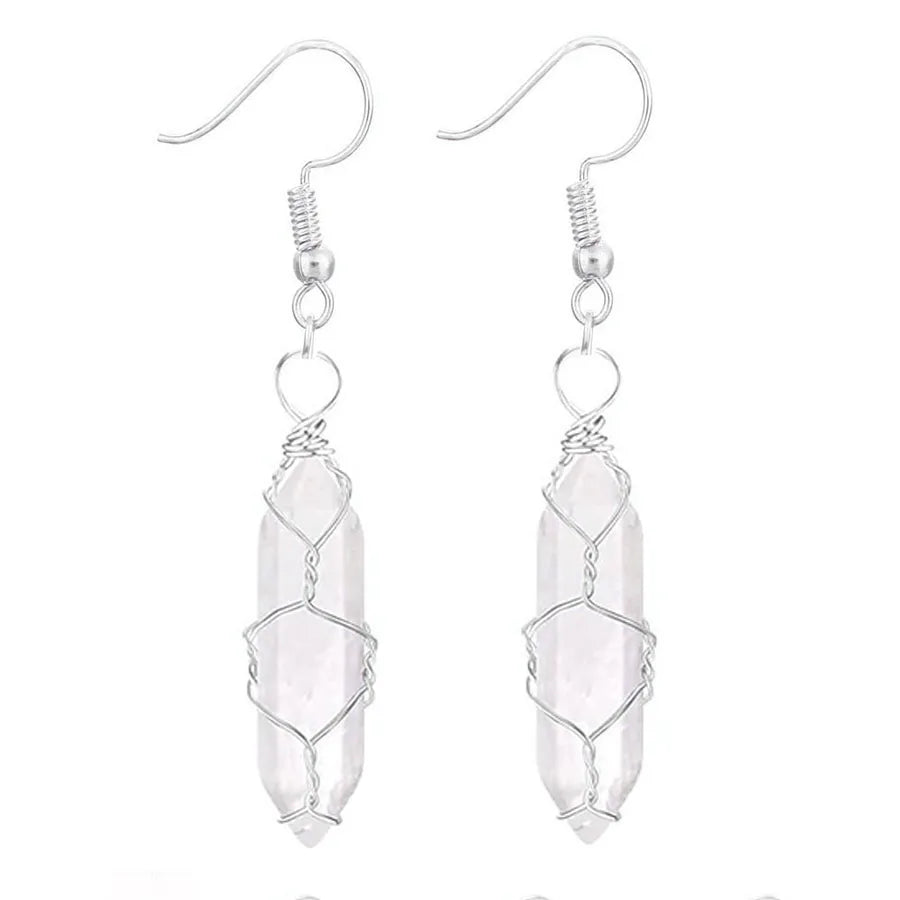 1 Pair Casual Simple Style Geometric natural stone Crystal Iron Drop Earrings