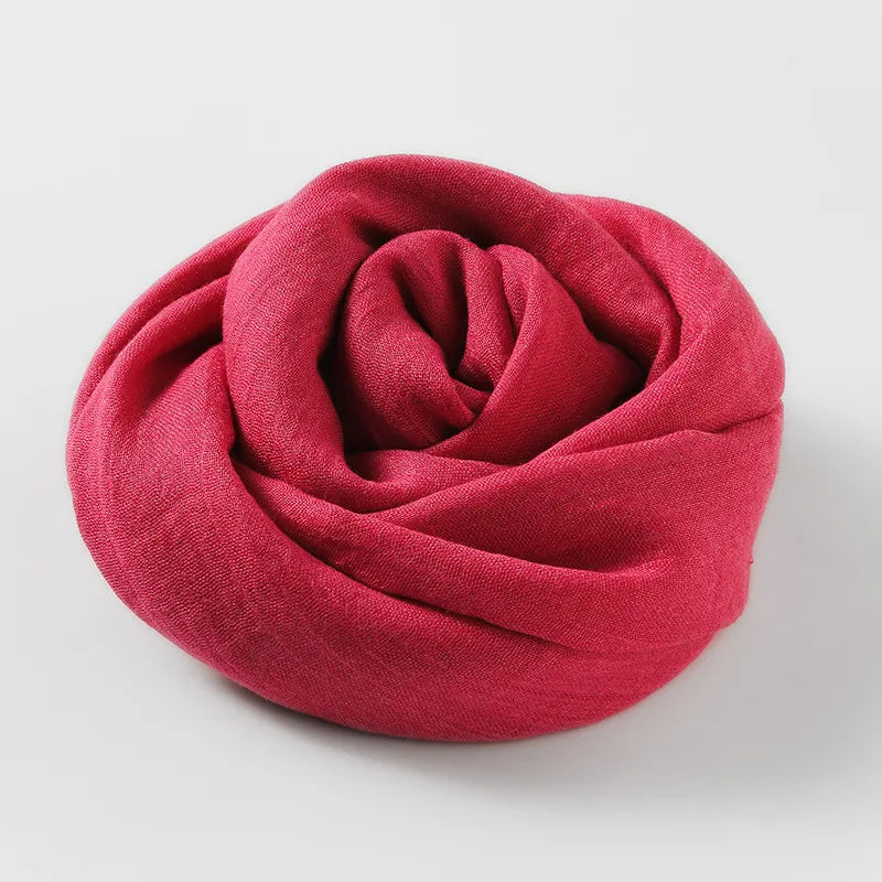 women's simple style solid color cotton and linen silk scarves