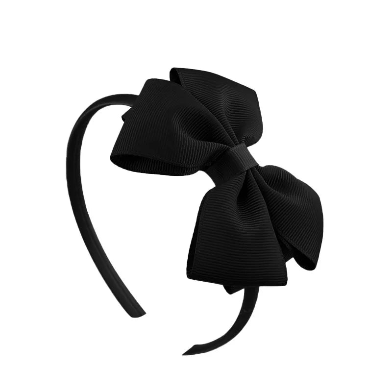 Popular Kidsren's Pure Color Ribbed Rainbow Bow Head Buckle Small Fresh Versatile Girl Headband Hot Sale