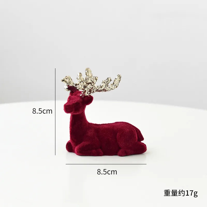 Nuchi Christmas Decorations Plush Deer Decoration Fairy Dust Wine Red Christmas Tree Ornaments American Style Festival Supplies