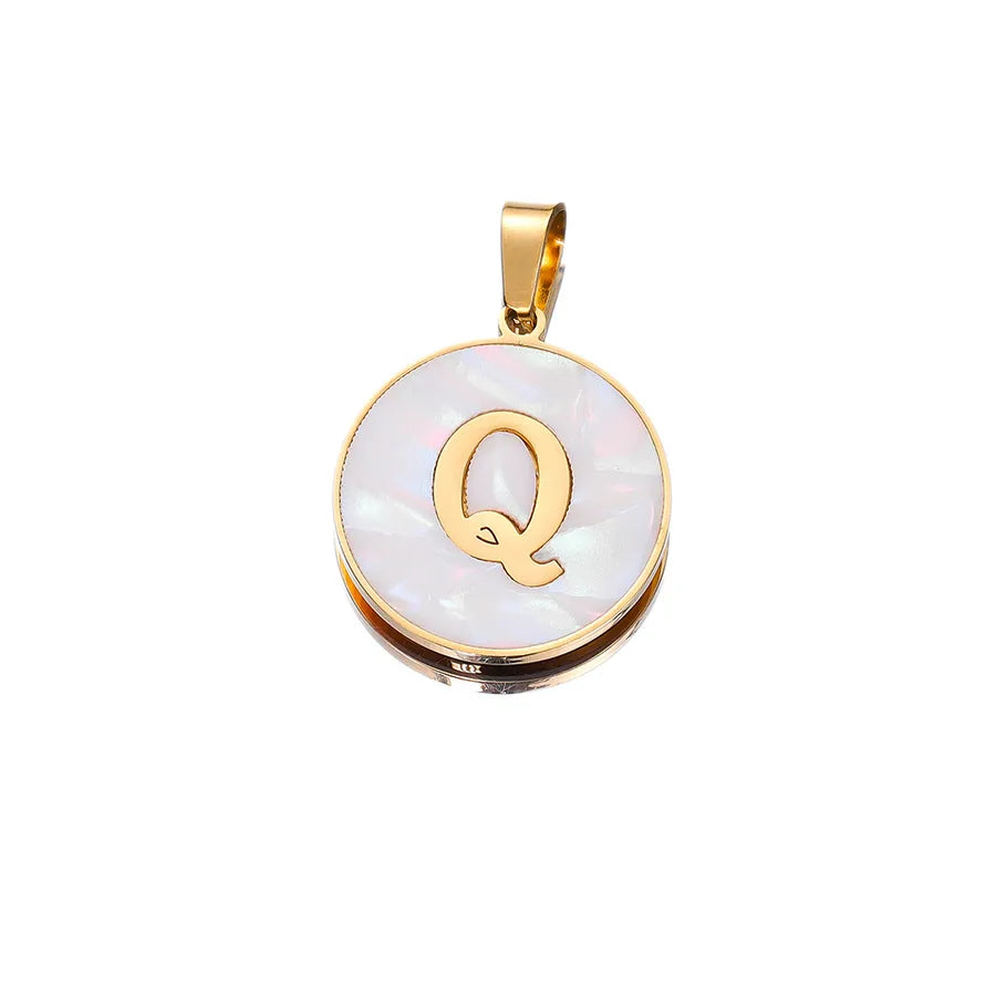 1 Piece 22mm Hole 4~4.9mm 304 Stainless Steel Fritillary Letter Pendant Jewelry Accessories