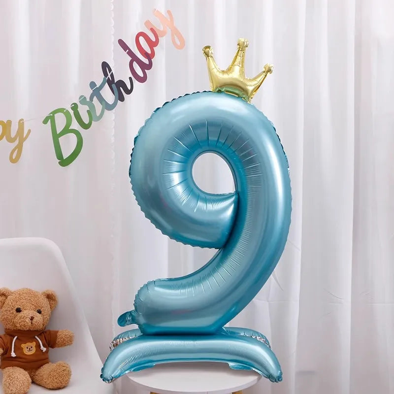 42-Inch Stand-Up Large Pink Base Number Balloons Birthday Decoration Scene Arrangement One-Year-Old Photo Props Balloons