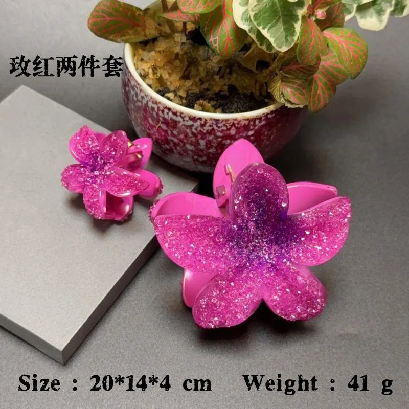 Elegant Classic Style Women's Flower Resin Hair Claws
