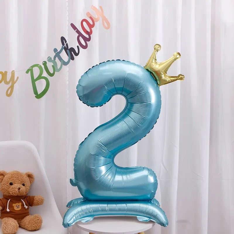 42-Inch Stand-Up Large Pink Base Number Balloons Birthday Decoration Scene Arrangement One-Year-Old Photo Props Balloons