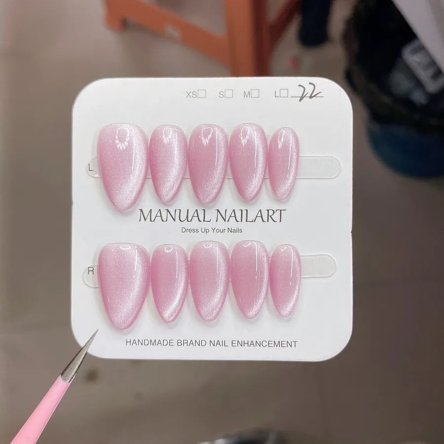 Handmade Wearable Nail Art Phototherapy Finished Product Sparkling Crystal Stone Cat's Eye Removable Starry Sky Pattern Simple Style