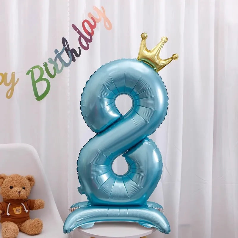 42-Inch Stand-Up Large Pink Base Number Balloons Birthday Decoration Scene Arrangement One-Year-Old Photo Props Balloons