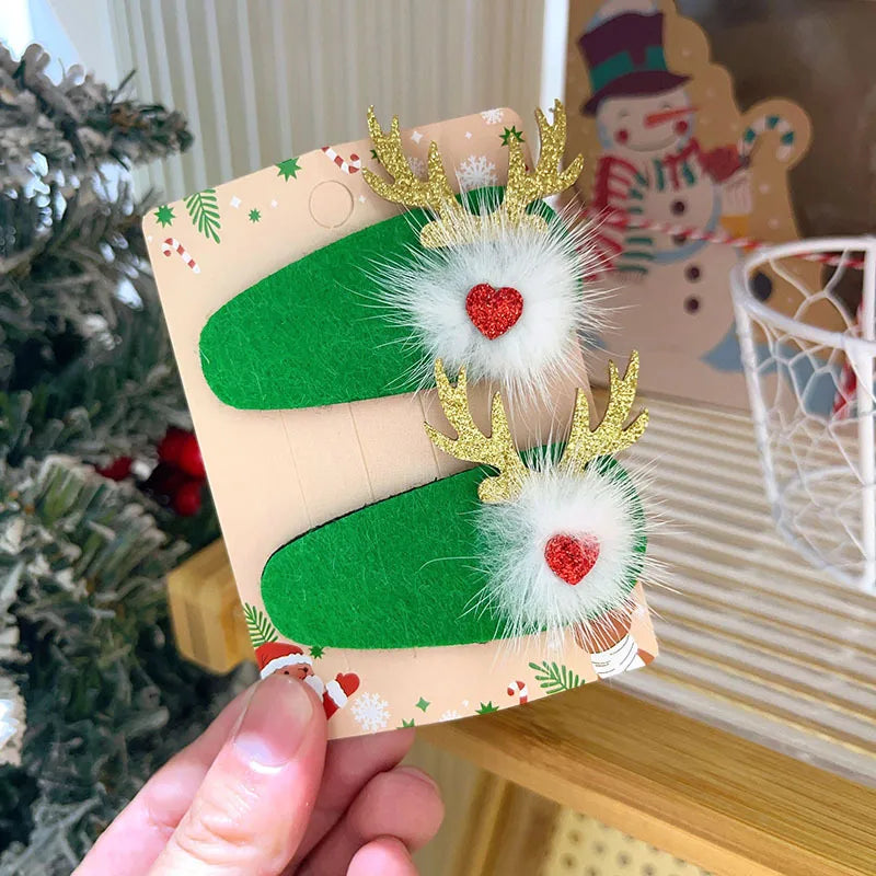 Sweet Cute Christmas Butterfly Knot Hair Clip For Girls Children's Holiday Snowman Tree Hair Accessories Festive Headwear
