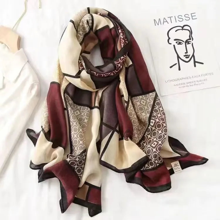 women's fashion star heart shape cotton and linen printing cotton linen scarves