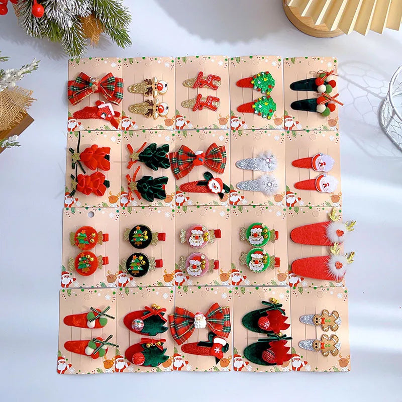 Sweet Cute Christmas Butterfly Knot Hair Clip For Girls Children's Holiday Snowman Tree Hair Accessories Festive Headwear