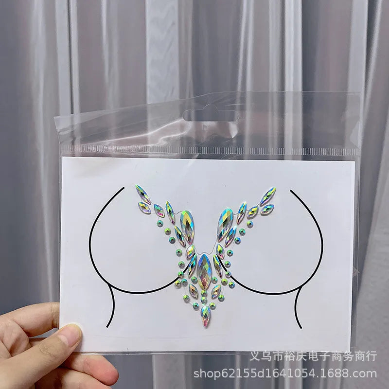 Halloween face stickers chest stickers body tattoo stickers resin acrylic Diamond stickers tattoo stickers wholesale