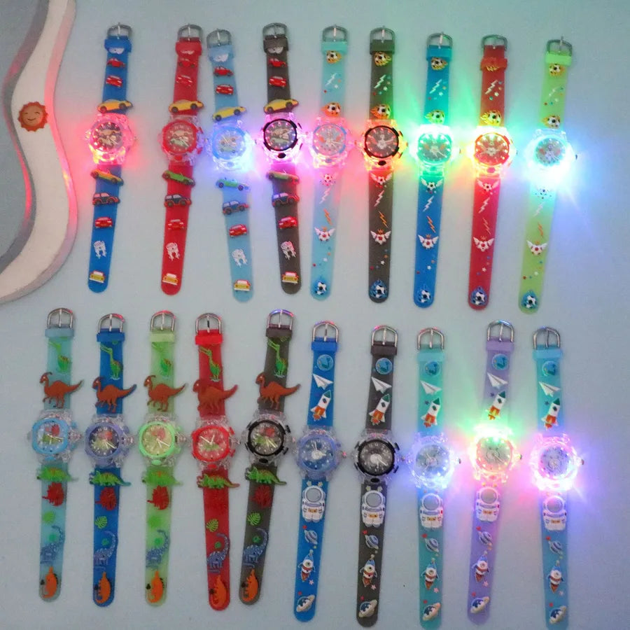 Children's Watch Creative Cartoon Quartz Color Shell Luminous Series Watch Primary School Boys and Girls 3D Viscose Watch