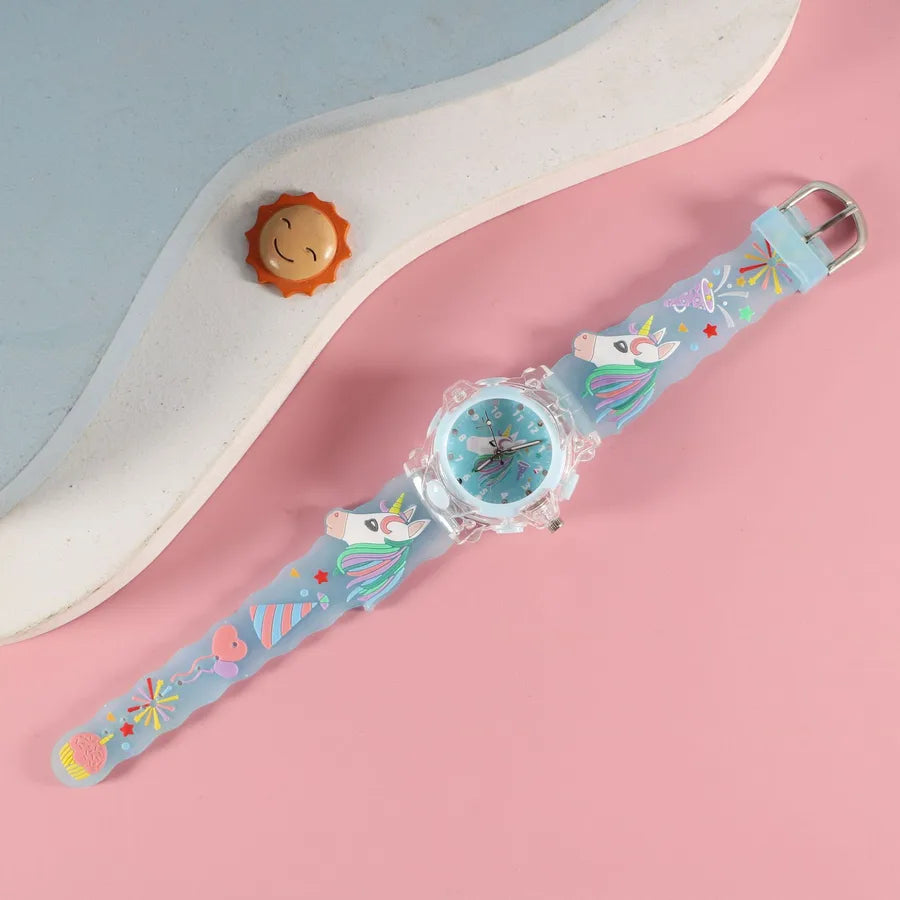 Children's Watch Creative Cartoon Quartz Color Shell Luminous Series Watch Primary School Boys and Girls 3D Viscose Watch