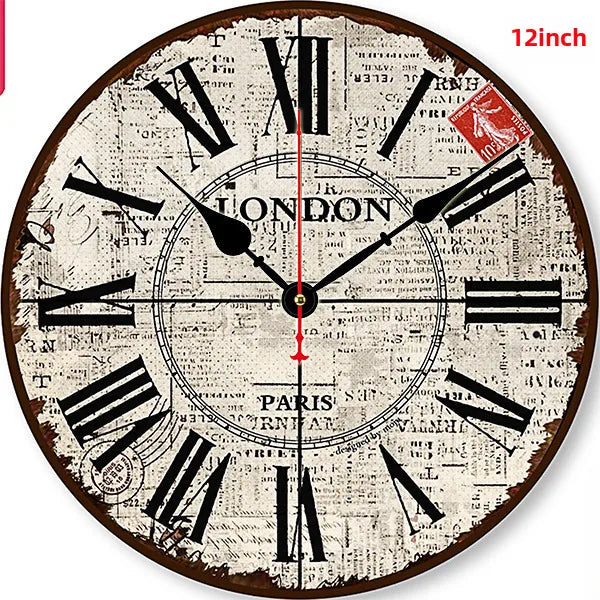 A generation of wall clock retro simple wooden clock wall hanging decorative round clock creative mute clock