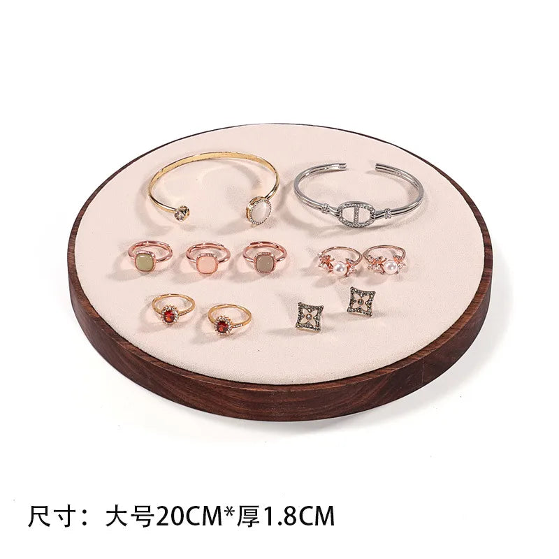 Walnut Round Bracelet Display Stand Chain Bracelet Tray Jewelry Accessory Show Props Solid Wood Hand Chain Display Plate