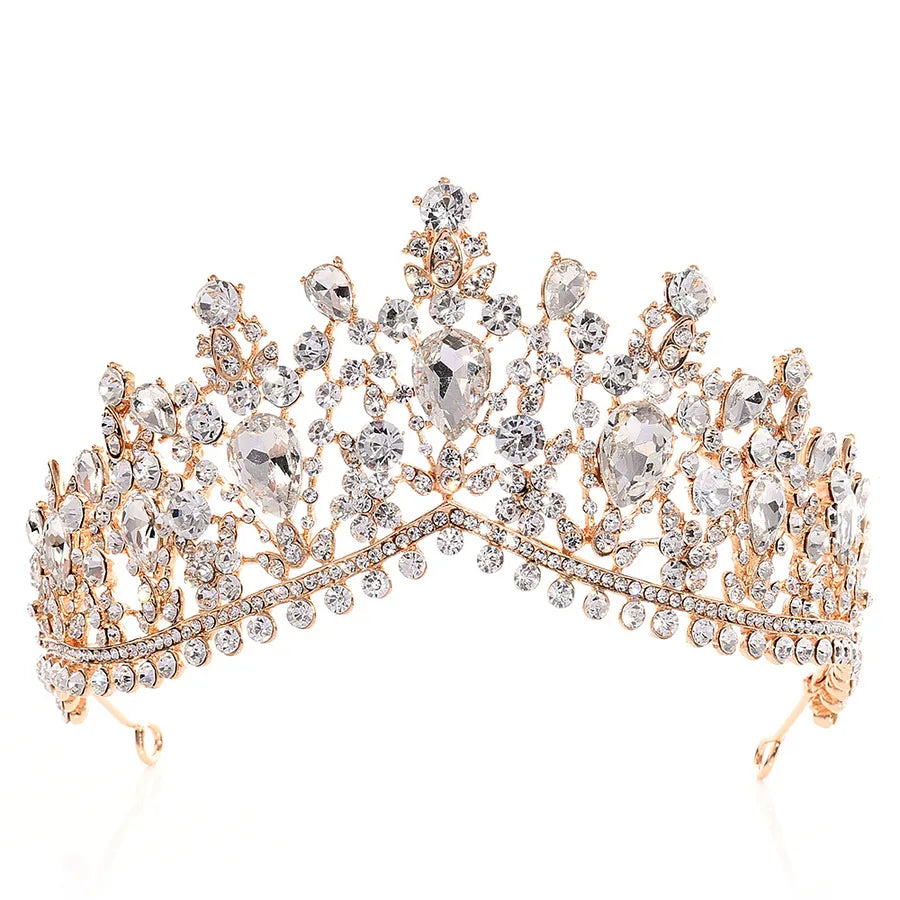 fashion water droplets crown alloy hollow out inlay rhinestones crown 1 piece