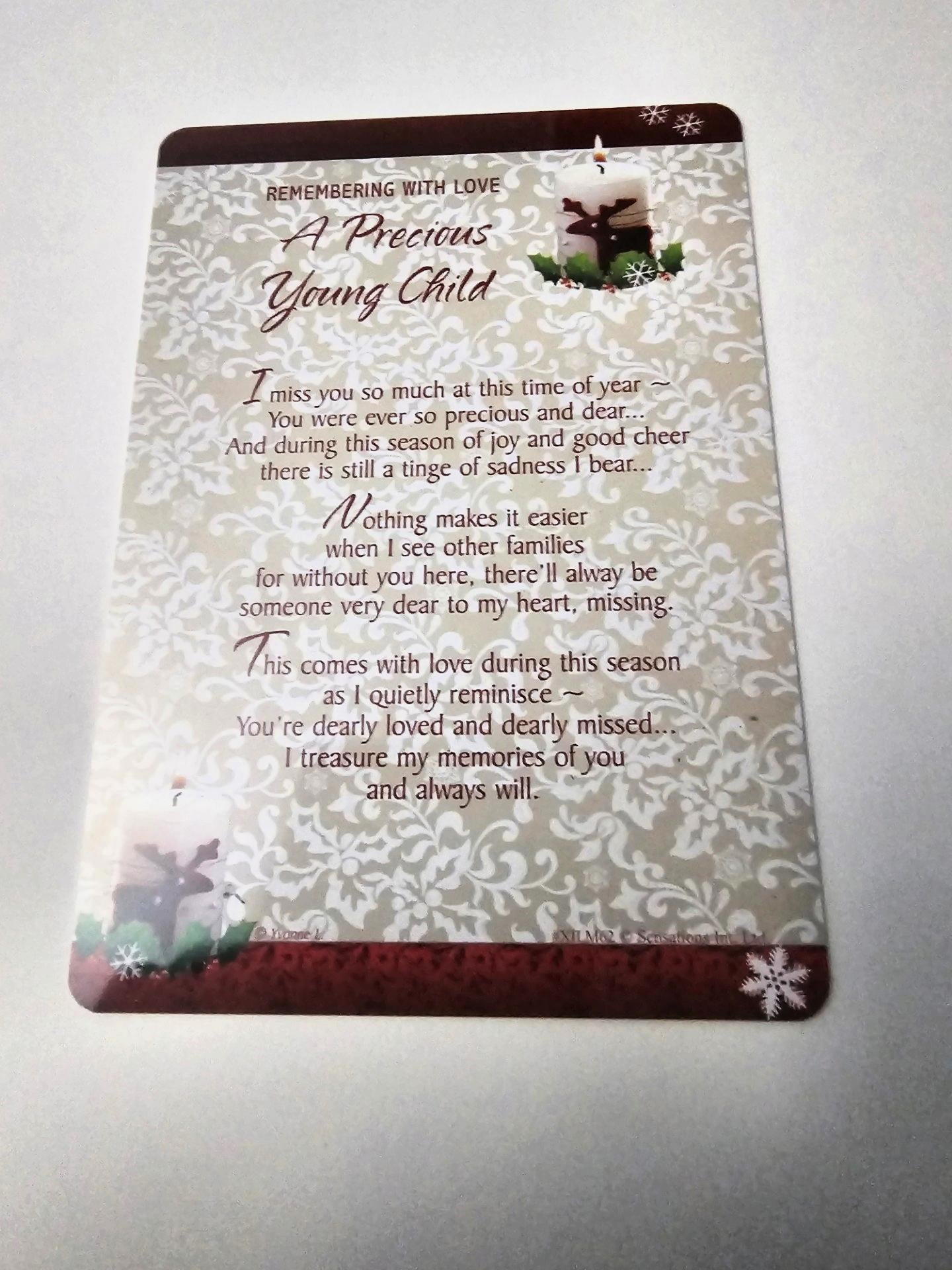 rembering with love a precious young child grave side card