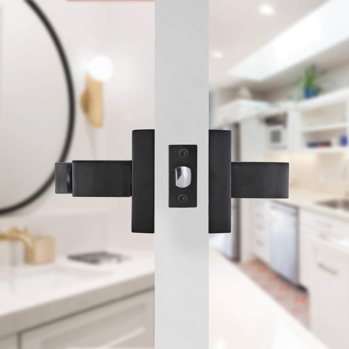 Interior Privacy Door Lever Stainless Steel Square Handle Bathroom Bedroom