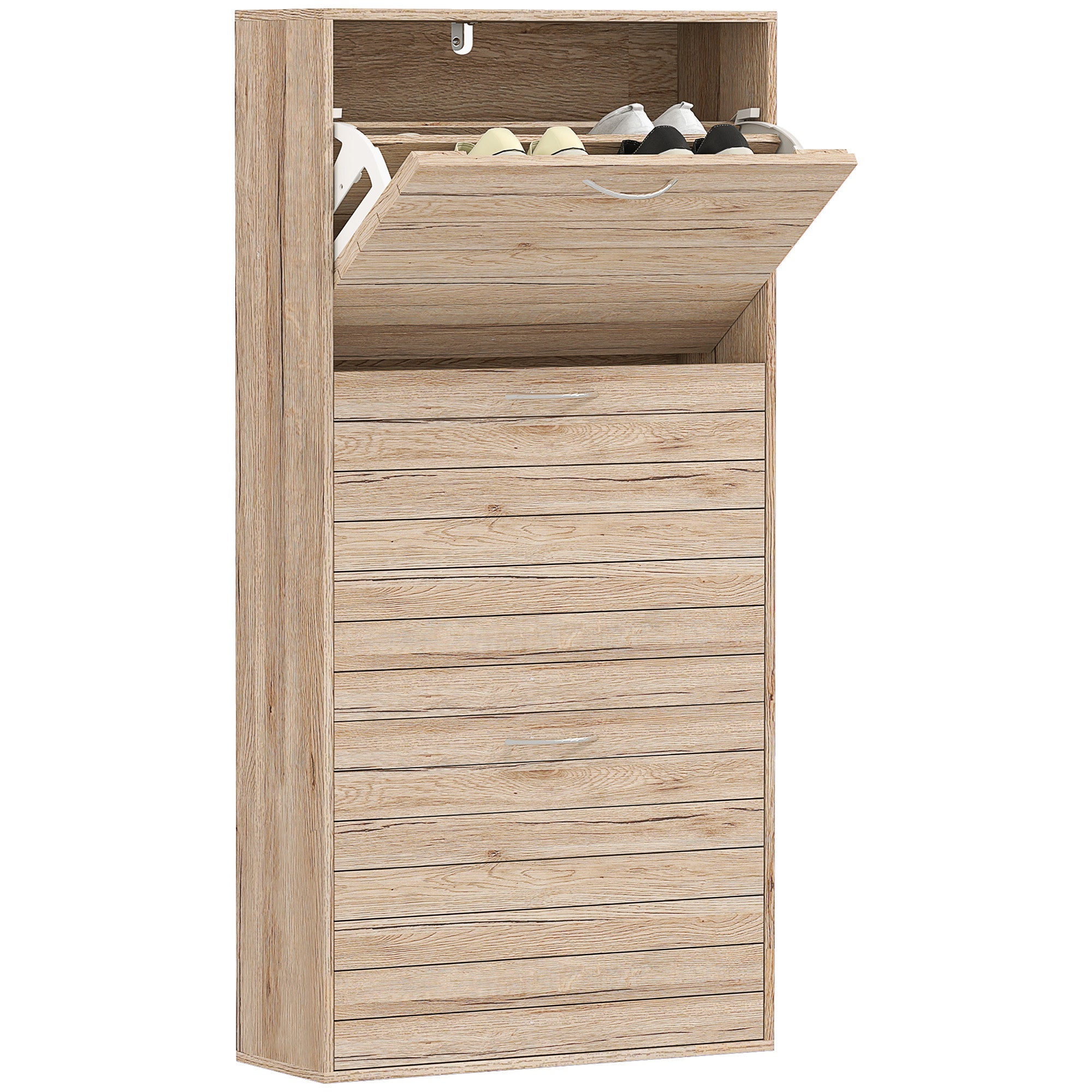 HOMCOM Slim Shoe Storage Cabinet with 3 Flip Drawers for 12 Pair of Shoes