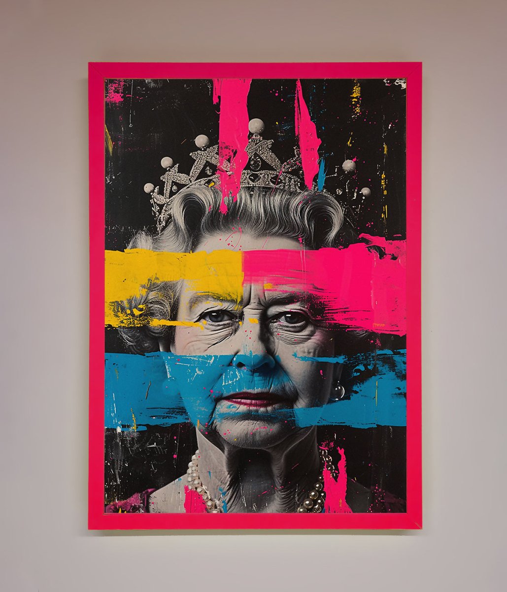 Queen Elizabeth Paint Splatter Framed Wall Art - Zestio