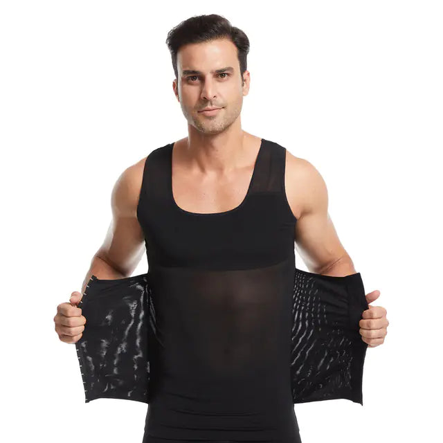 Men's Compression Shirt Slimming Body Shaper Vest - Enhance Fitness & Comfort with Stylish Design
