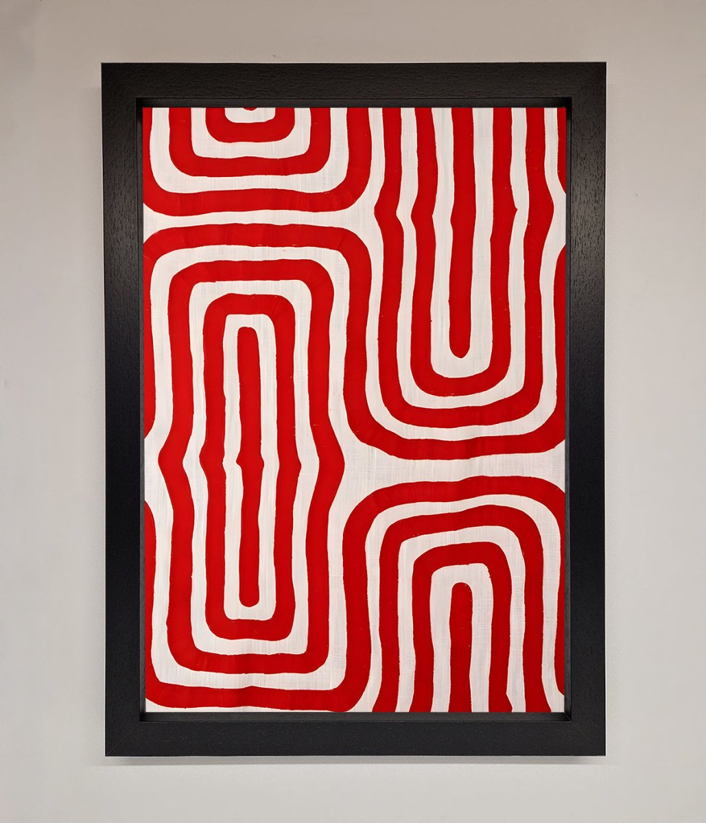 Red Waves Abstract Art Framed Poster - Zestio