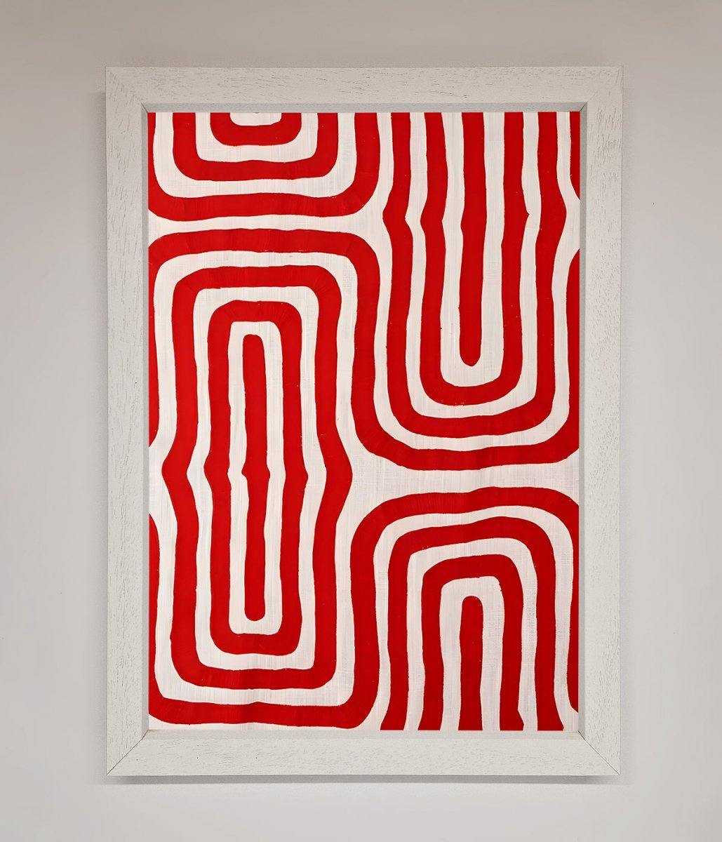 Red Waves Abstract Art Framed Poster - Zestio