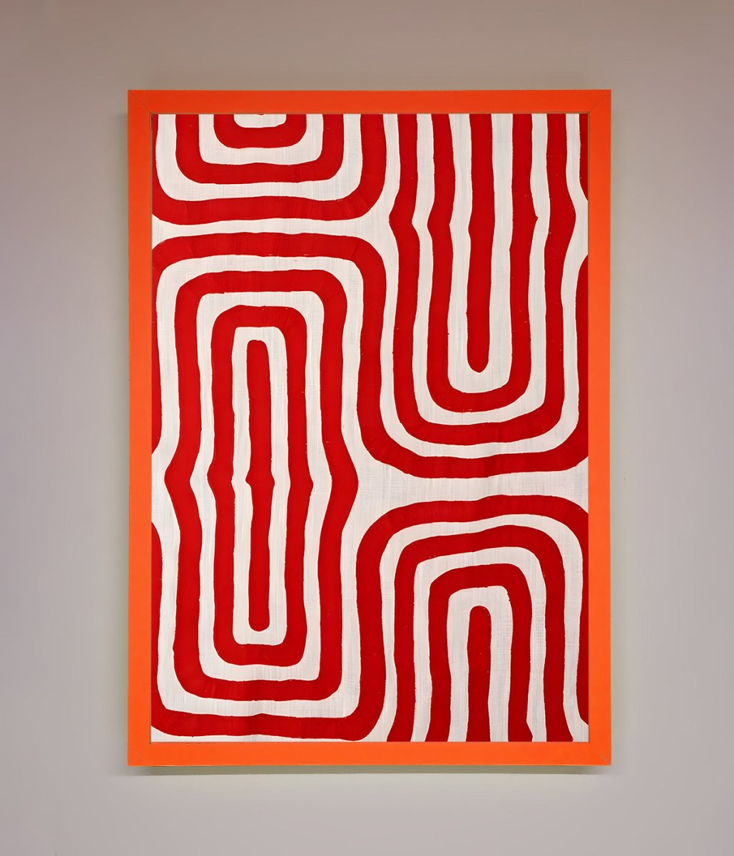 Red Waves Abstract Art Framed Poster - Zestio