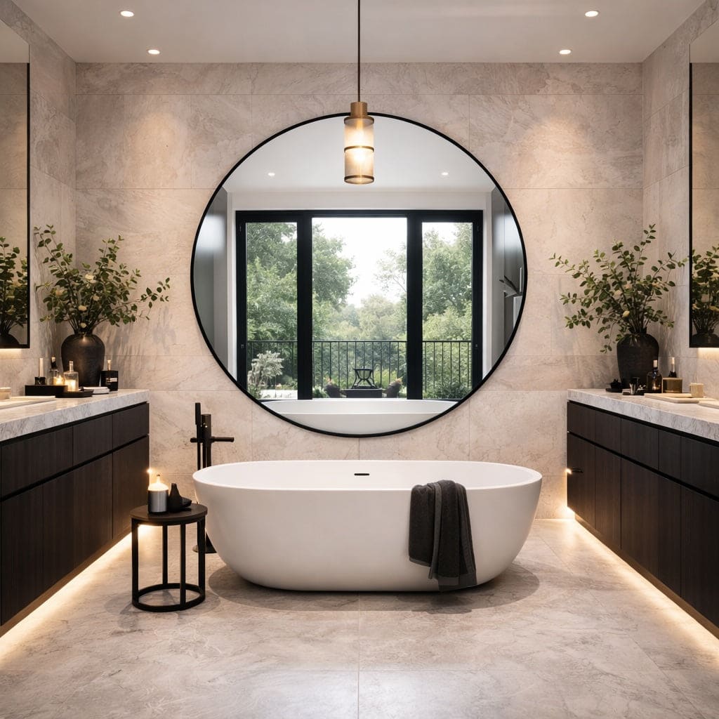 Rei - Extra Large Round Black Metal Circle Mirror - 150cm x 150cm - Zestio