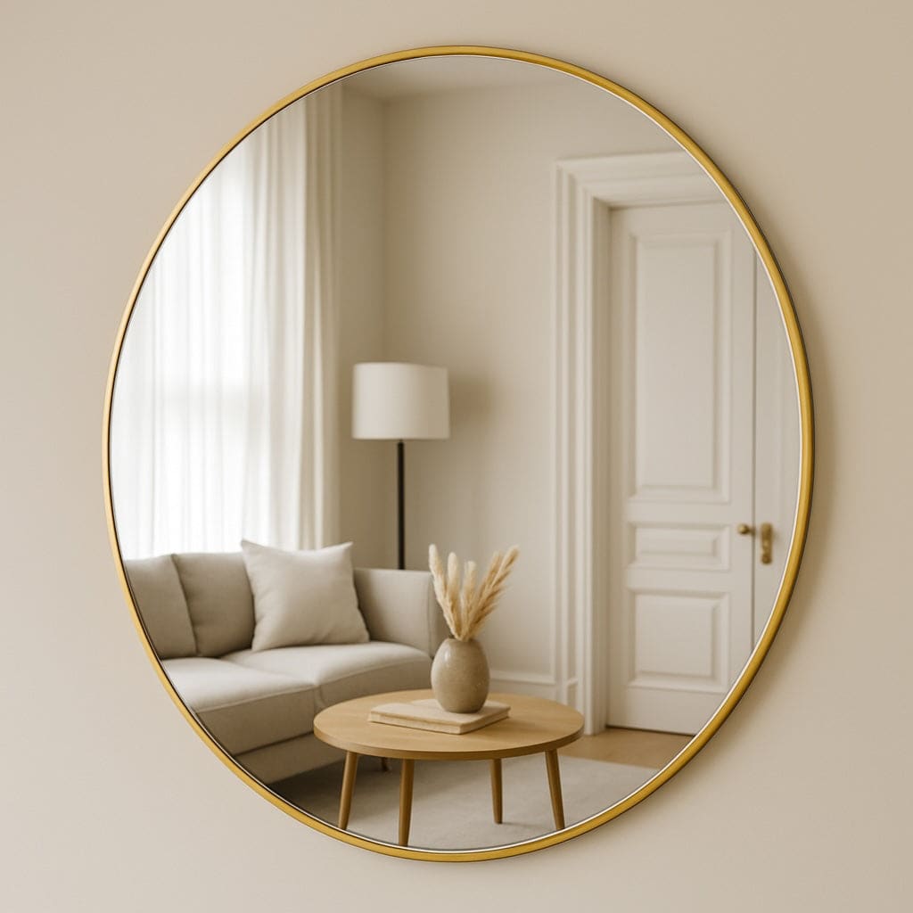 Rei - Extra Large Round Gold Metal Circle Mirror - 150cm x 150cm - Zestio