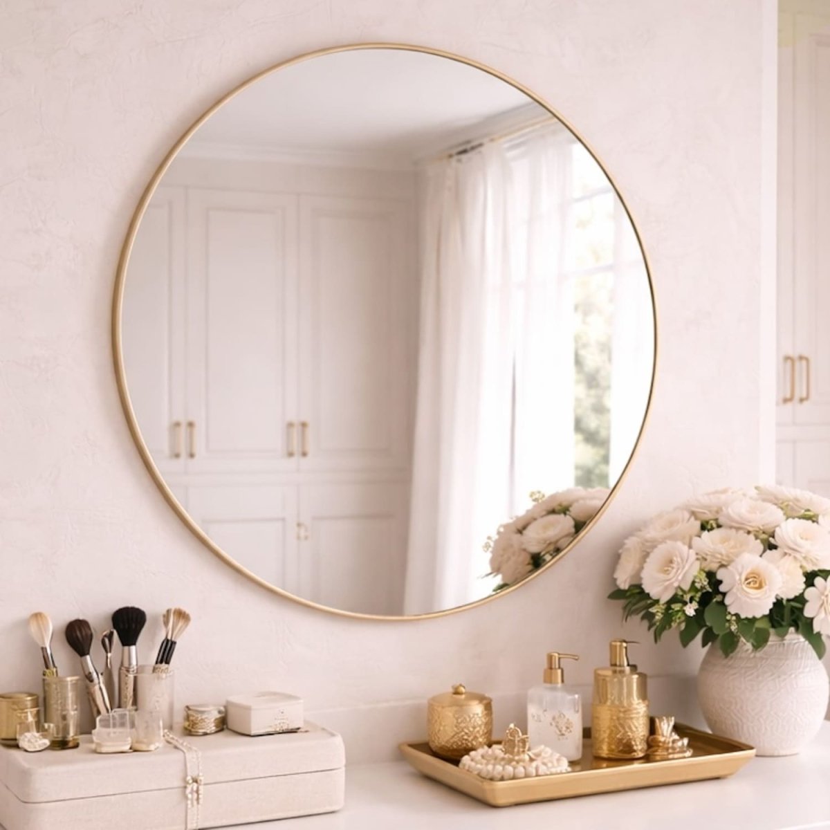 Rei - Round Gold Metal Circle Mirror - 70cm x 70cm - Zestio