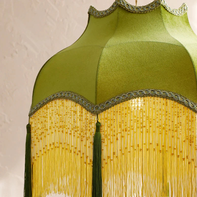 Retro Velvet Tassel Pendant Light – Green Fabric Art Chandelier by SANDYHA