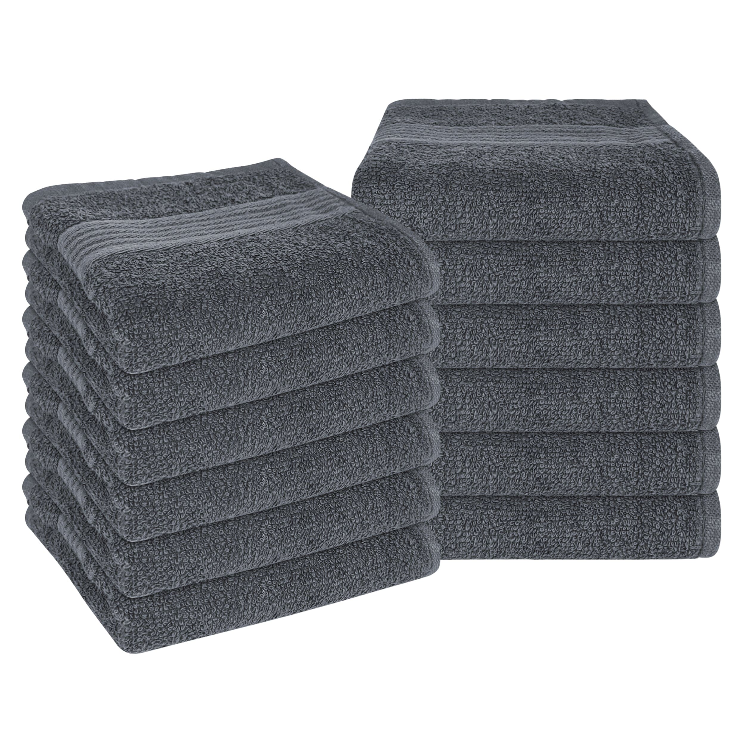 OLIVIA ROCCO Rhodes Towel Grey 100 Percent Cotton Hotel Quality Soft Super Absorbent Hand Bath Towels Sheets Face Cloths Set Includes Washcloths