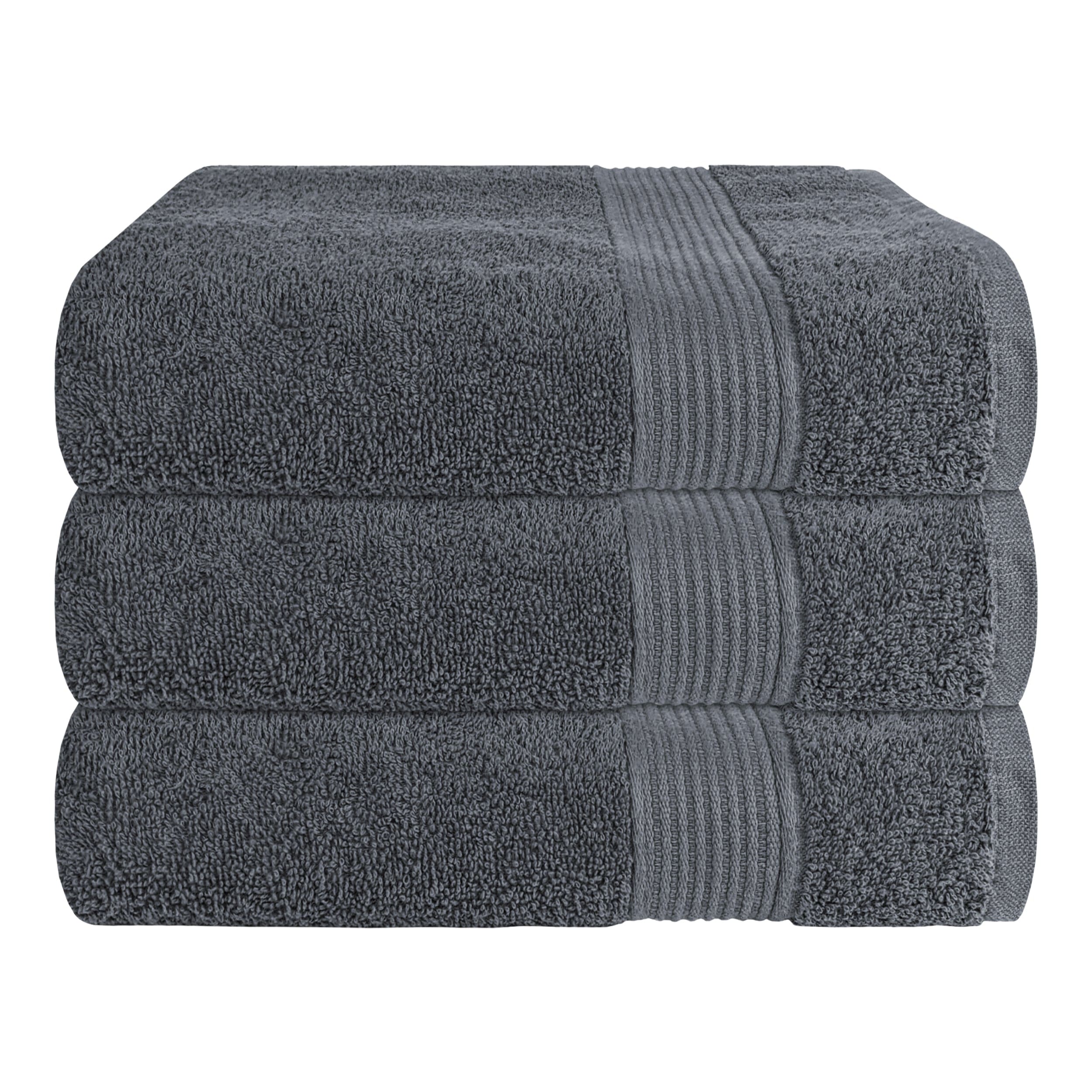OLIVIA ROCCO Rhodes Towel Grey 100 Percent Cotton Hotel Quality Soft Super Absorbent Hand Bath Towels Sheets Face Cloths Set Includes Washcloths