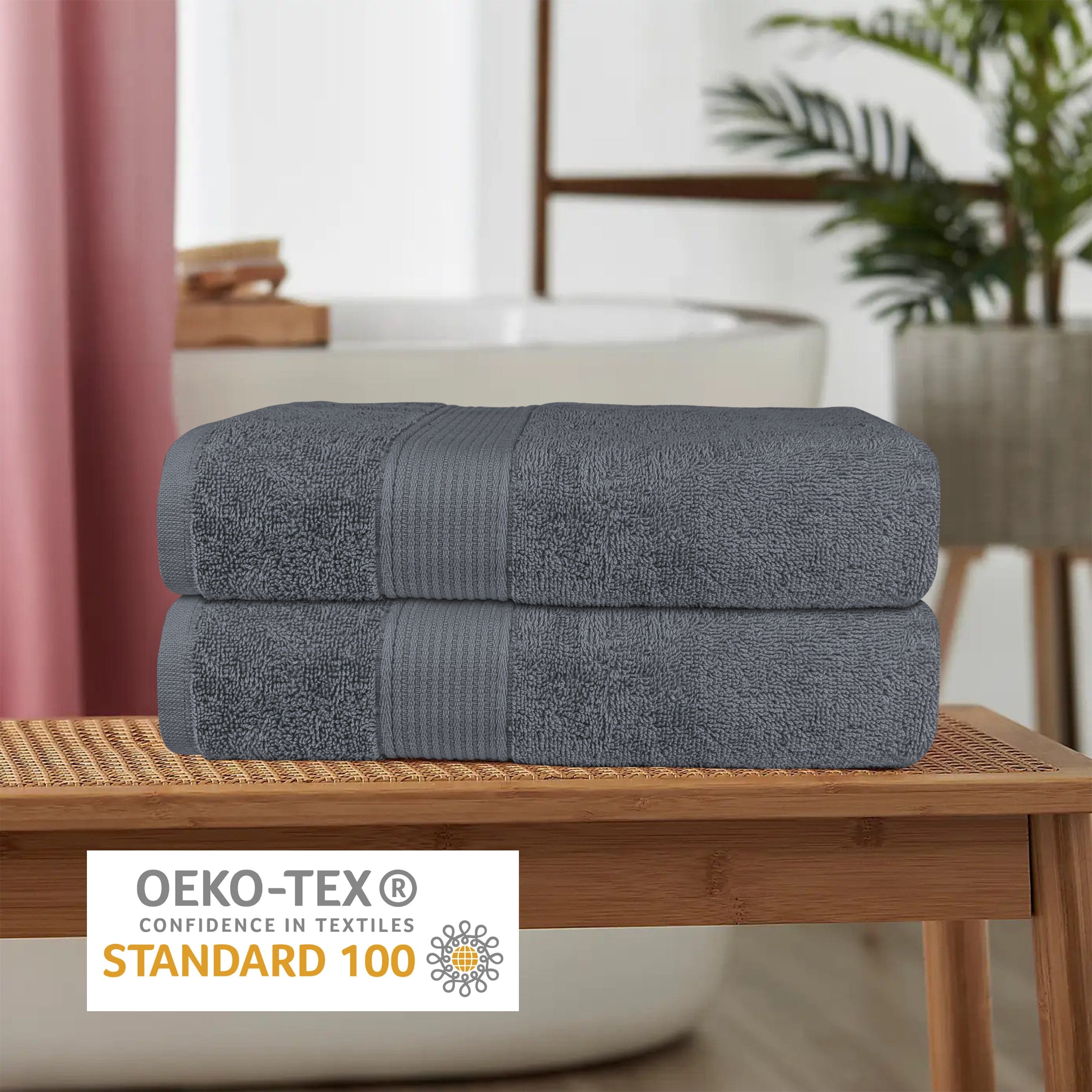 OLIVIA ROCCO Rhodes Towel Grey 100 Percent Cotton Hotel Quality Soft Super Absorbent Hand Bath Towels Sheets Face Cloths Set Includes Washcloths