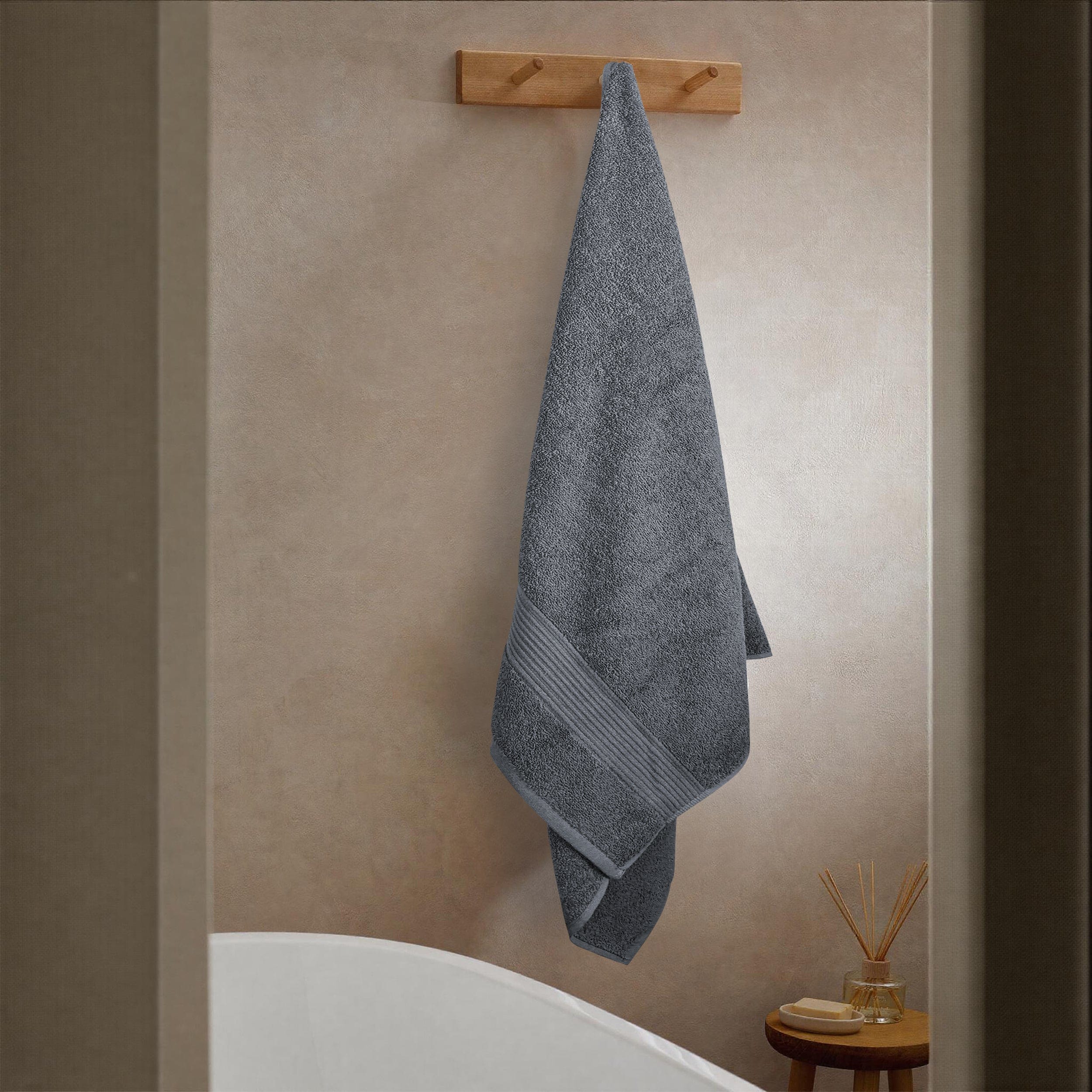OLIVIA ROCCO Rhodes Towel Grey 100 Percent Cotton Hotel Quality Soft Super Absorbent Hand Bath Towels Sheets Face Cloths Set Includes Washcloths