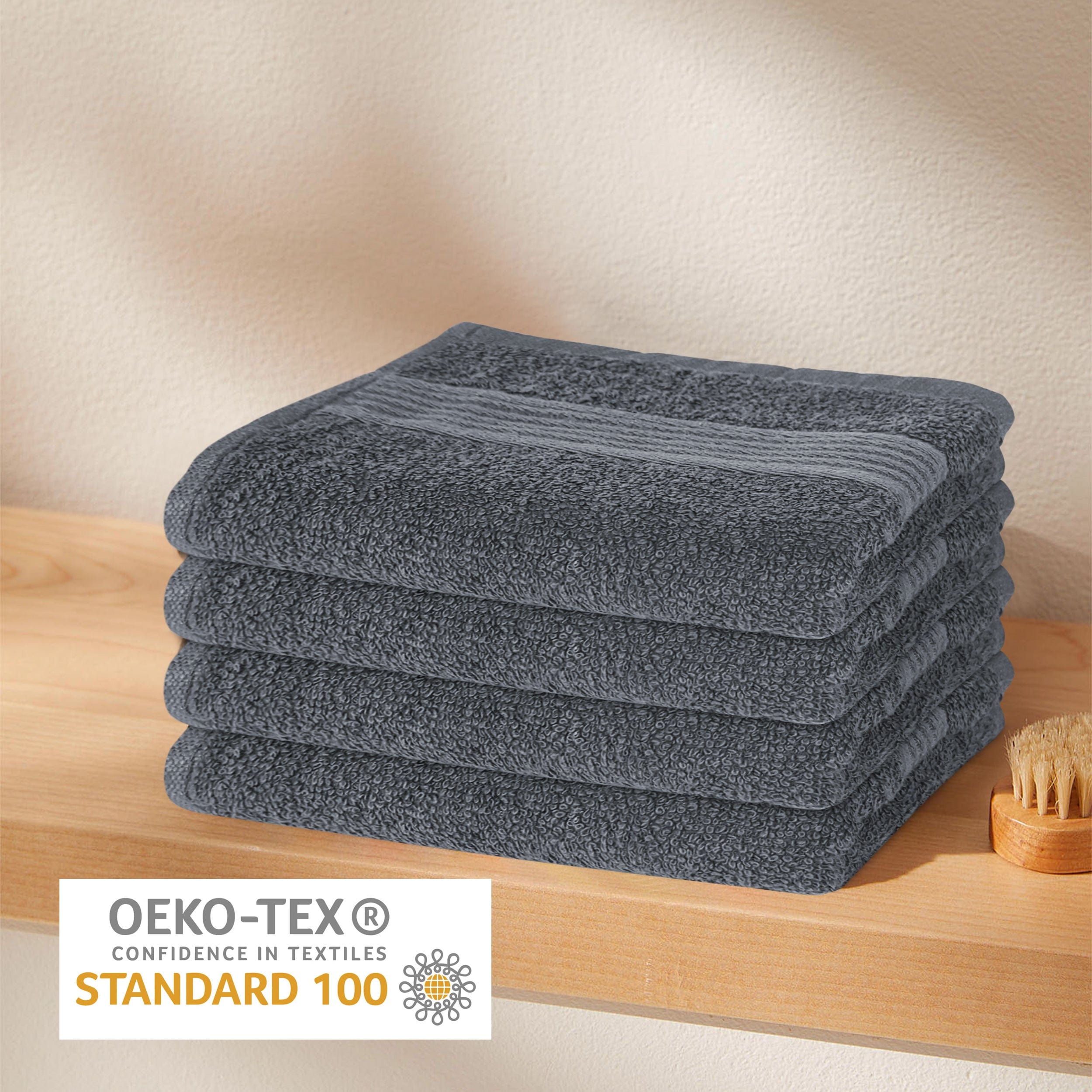 OLIVIA ROCCO Rhodes Towel Grey 100 Percent Cotton Hotel Quality Soft Super Absorbent Hand Bath Towels Sheets Face Cloths Set Includes Washcloths