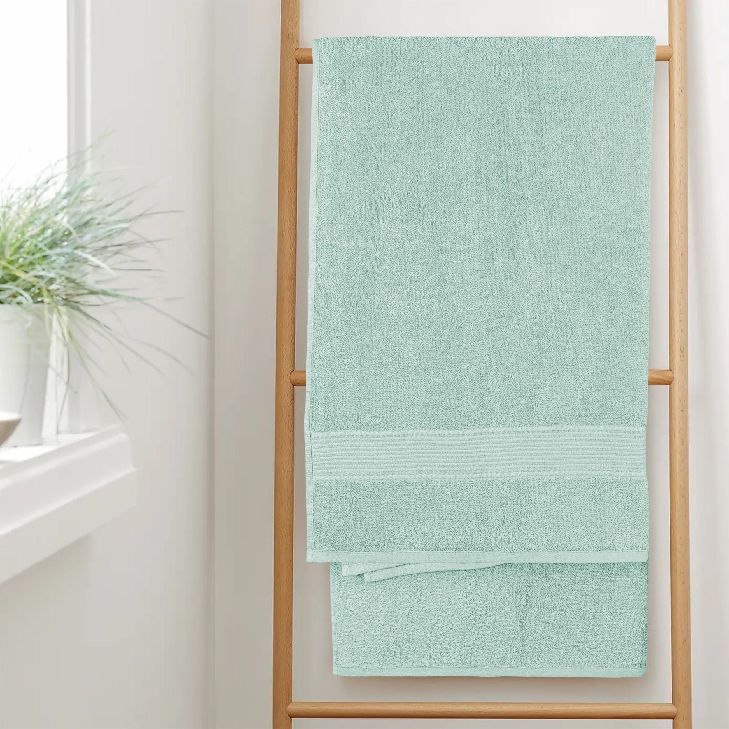 OLIVIA ROCCO Rhodes Towel Seafoam 100 Percent Cotton Hotel Quality Soft Super Absorbent Hand Towels Sheets And Face Cloths