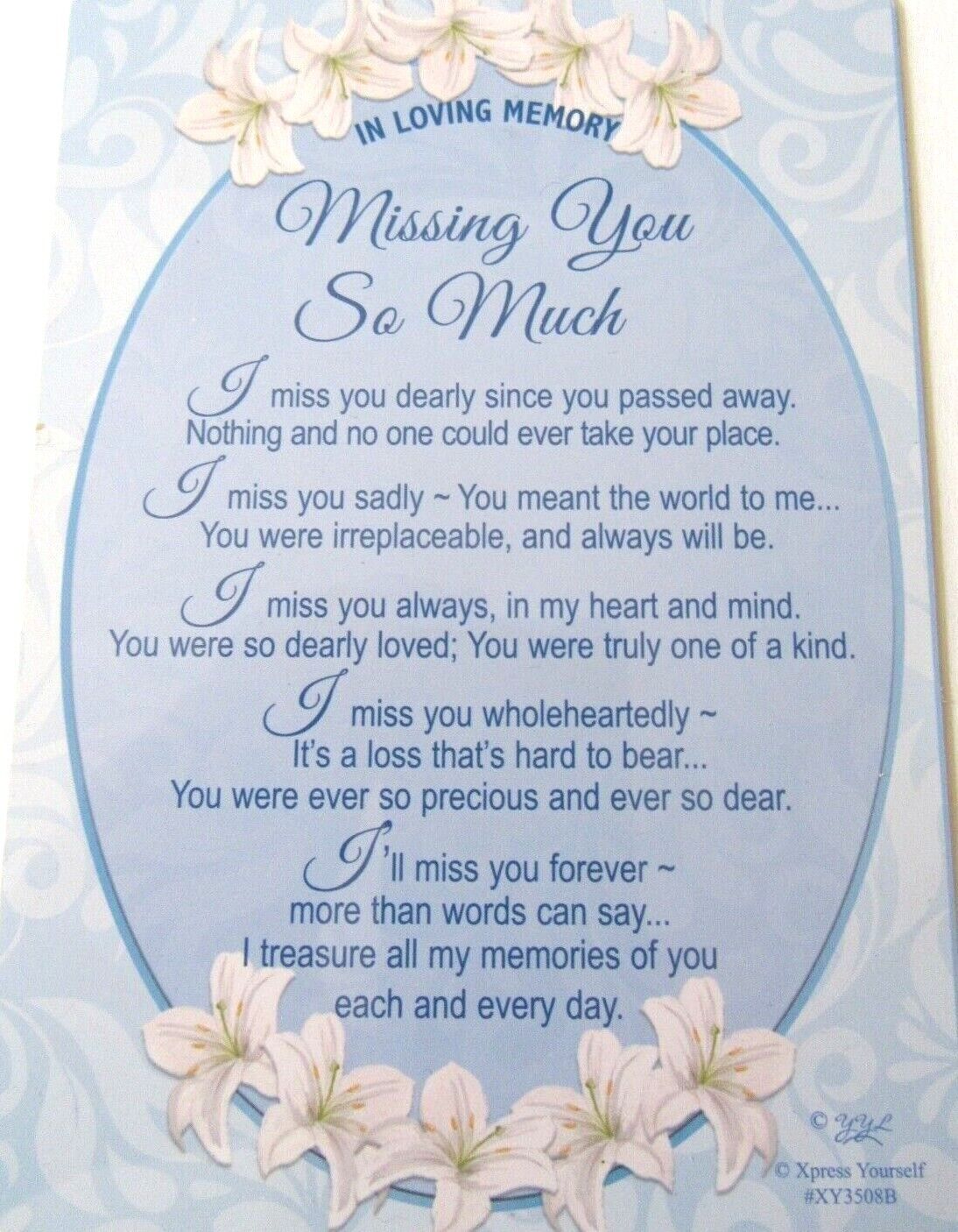 GRAVESIDE CARD IN LOVING MEMORY MISSIMG YOU SO MUCH