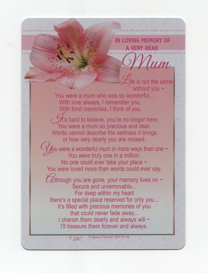 graveside card in loving memory a very dear mum