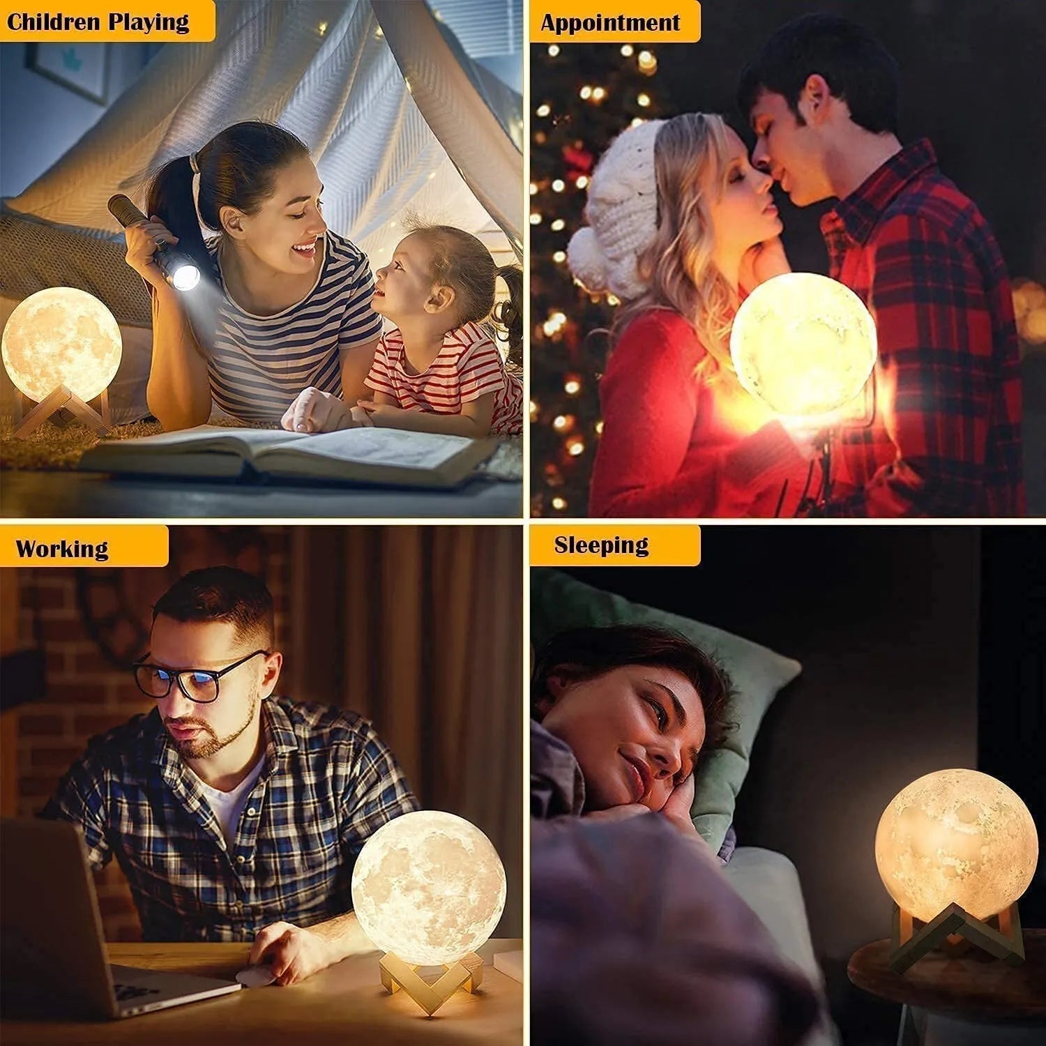 Moon Beam 3D LED Light 15cm - Home Decor LED Lamp - Moon Model Light Up Wireless