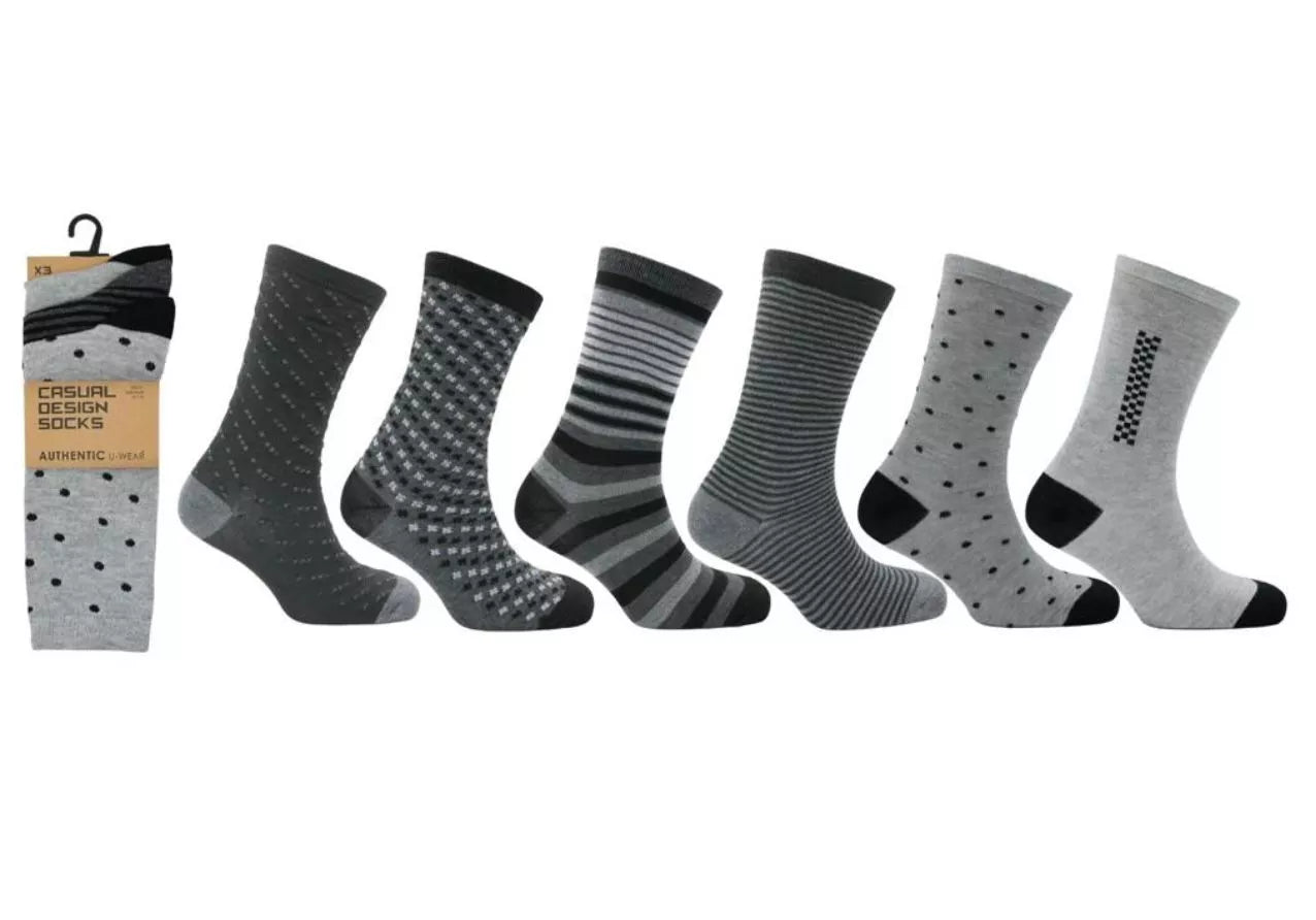 Mens Art-2800 pairs Design Lycra Cotton U- Wear Casual Design Shoe Socks pack six
